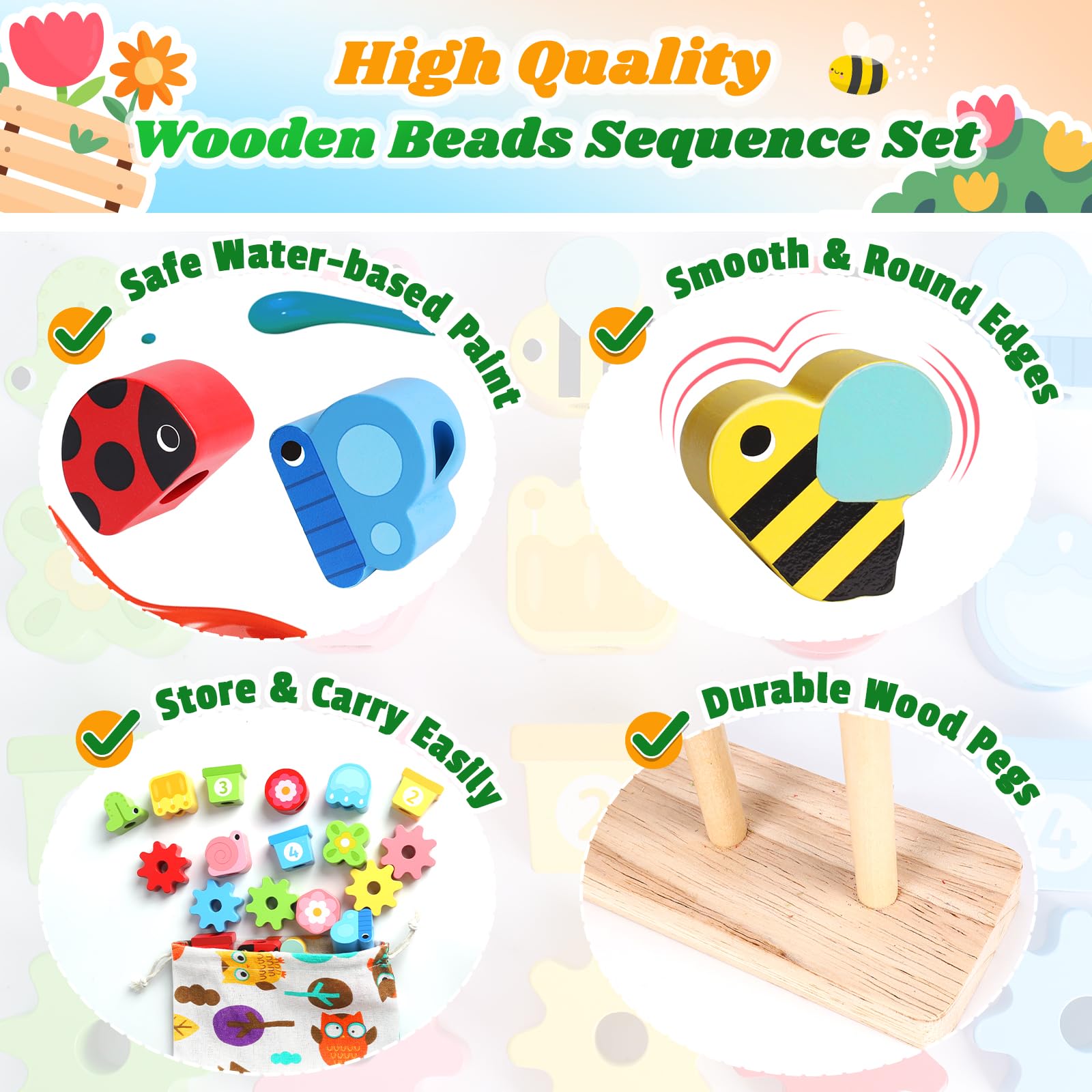 KLAPTOR wooden figures of animals and flowers spark imaginative play and color recognition.