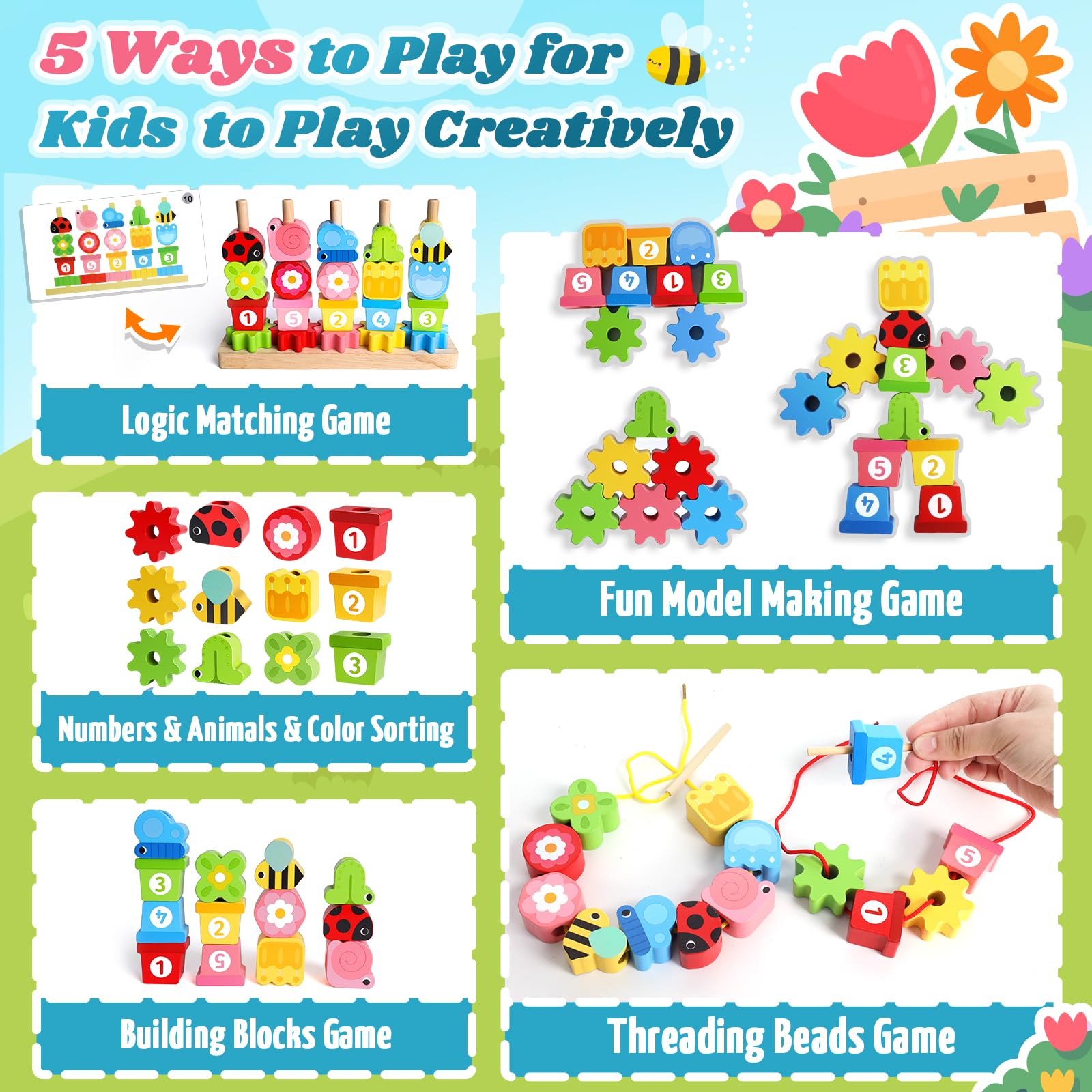 KLAPTOR wooden stacking blocks encourage spatial awareness and creative construction.