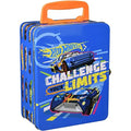 Klein Hot Wheels storage case top view showing organized 18-car compartments for tidy playroom organization.