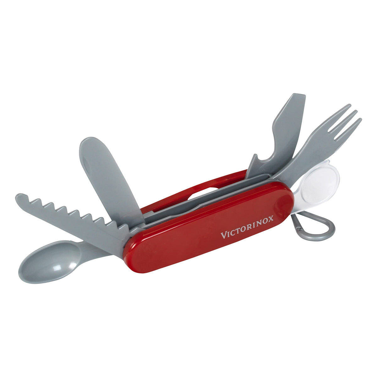 Klein Victorinox pocket knife toy in red for kids, 4.4 inches, ideal for pretend play.
