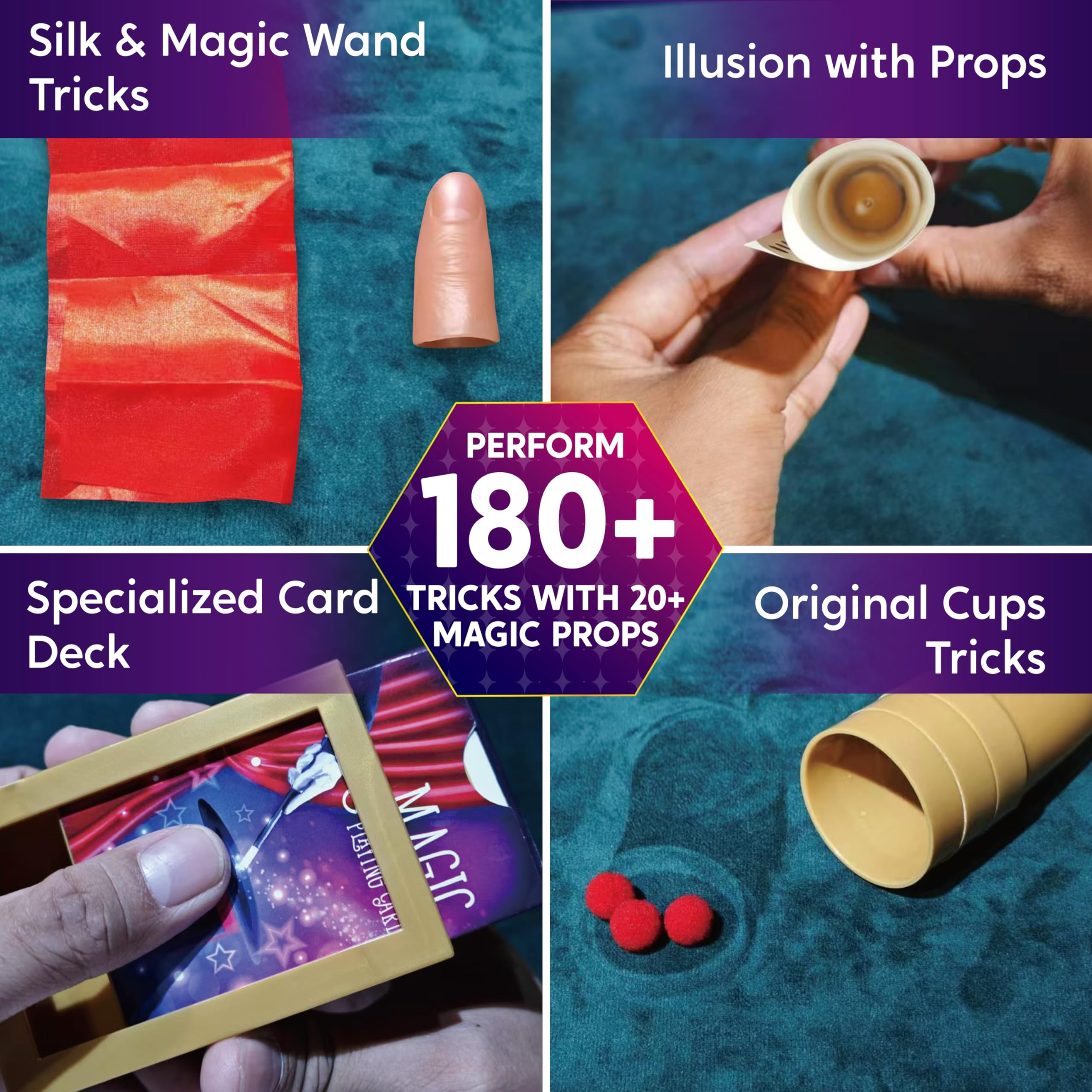 Klever Kits 180+ Magic Set cups and balls: classic tools for sleight-of-hand practice.