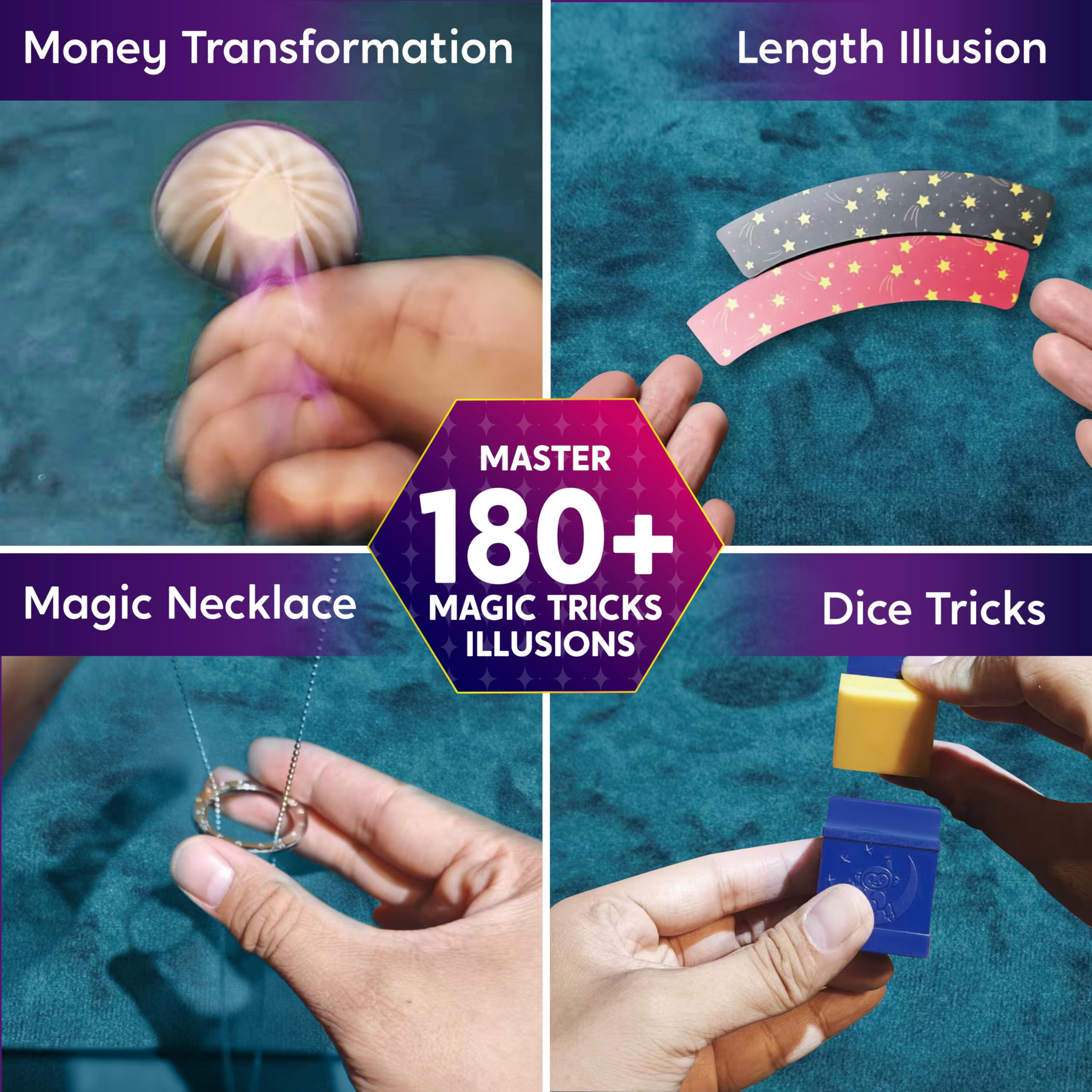 Klever Kits 180+ Magic Set wand trick: beginner-friendly prop for confident performances.