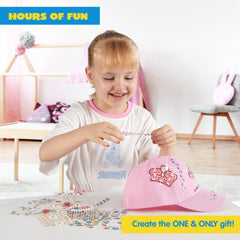 Klever Kits adhesive gems sheets for easy, glue-free sparkle on cap.