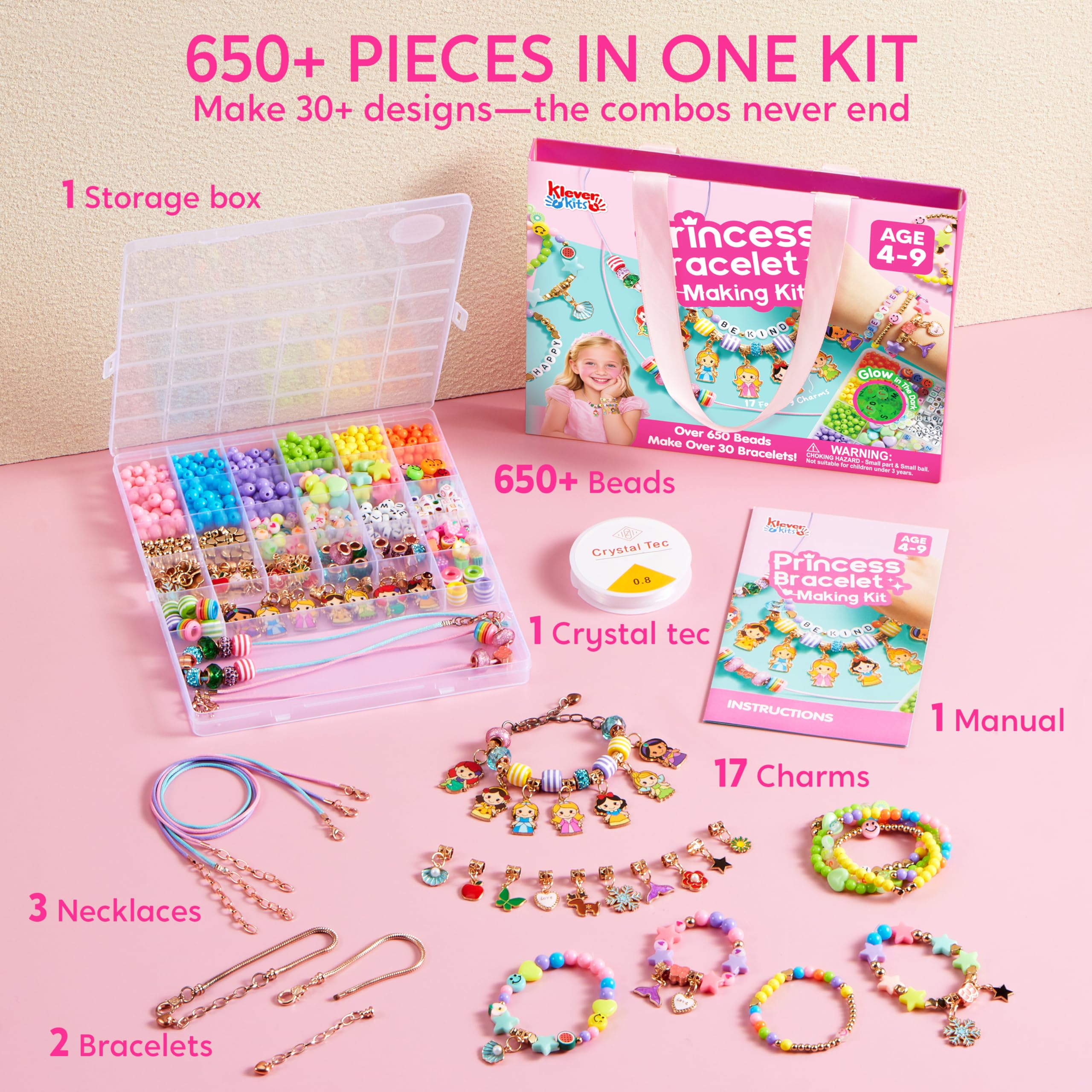 Klever Kits colorful beads close-up features vibrant, kid-friendly hues