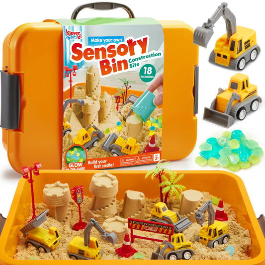 Klever Kits glow rocks illuminate the construction bin for imaginative nighttime play