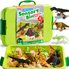 Klever Kits dinosaurs sensory bin with glow-in-the-dark skeletons for imaginative play