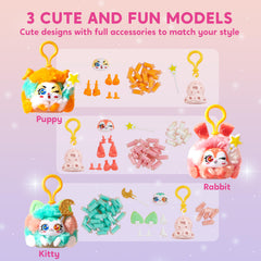 Klever Kits DIY plush keychains kitty close-up stitches, vivid colors inspire creative customization.
