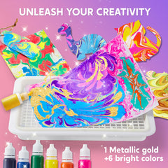 Klever Kits drawing liquid swirls encourage unique marble patterns on paper