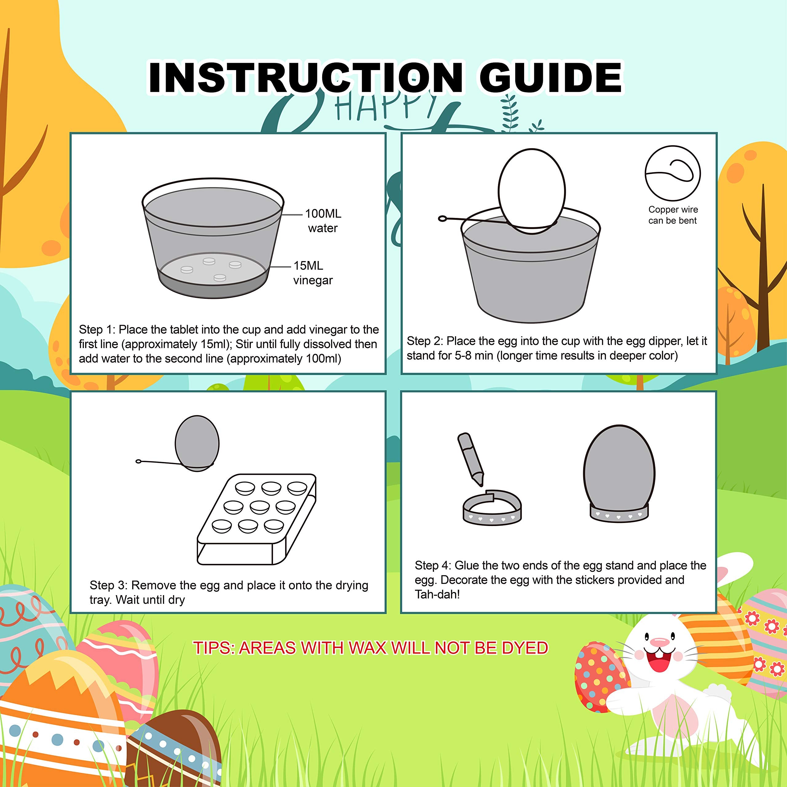 Klever Kits egg tray with nine holes keeps eggs organized during decoration.