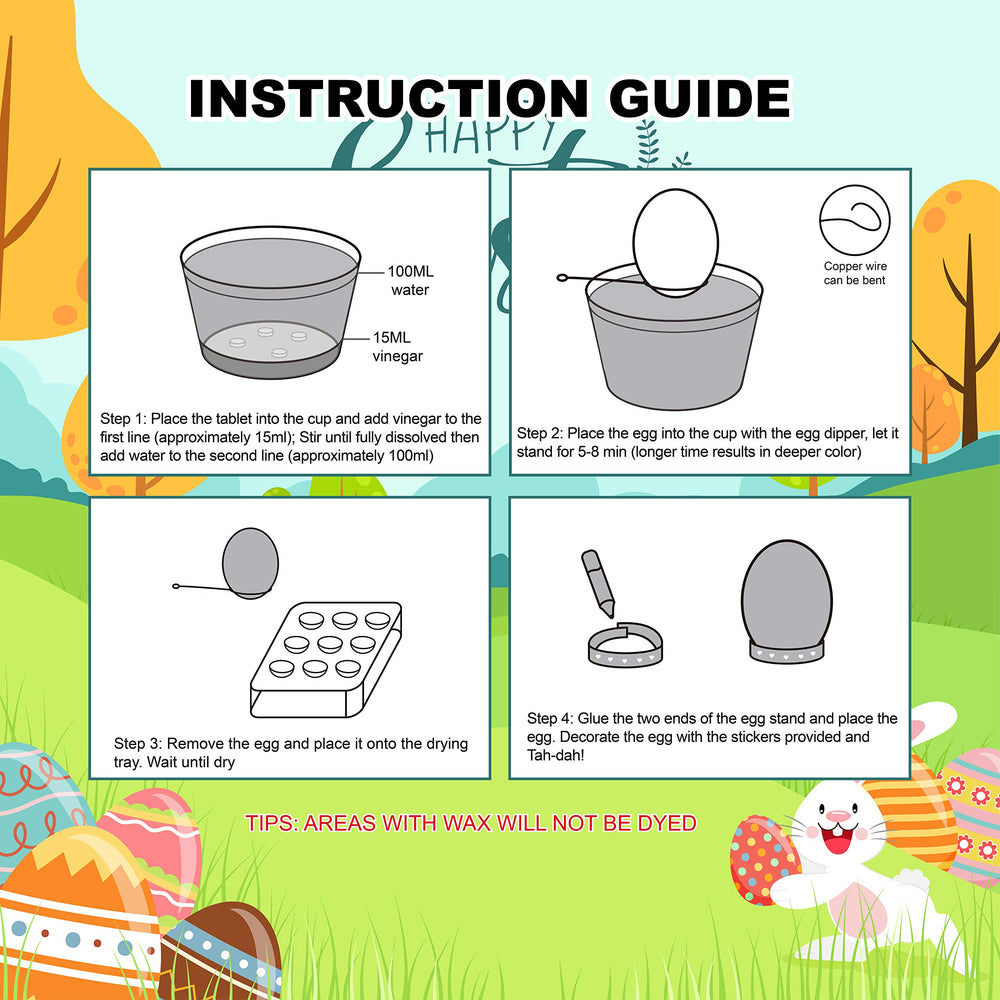 Klever Kits egg tray with nine holes keeps eggs organized during decoration.
