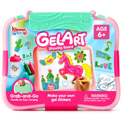 Klever Kits Gel Art Drawing Board window craft displays colorful gel art for window decoration.