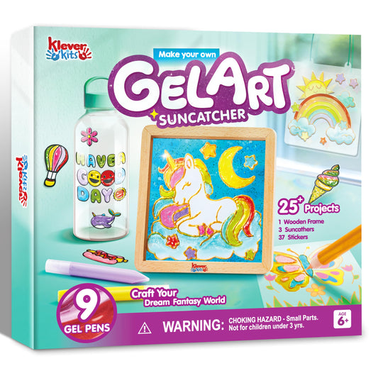 Klever Kits gel art suncatcher framed unicorn for kids' room decor and imaginative play