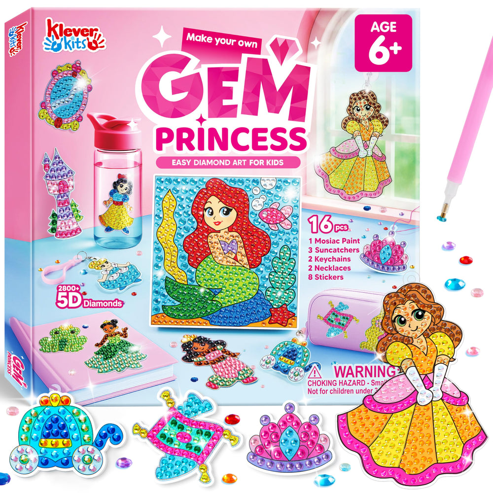 Klever Kits Gem Princess 16-project set with sparkling gems for creative play