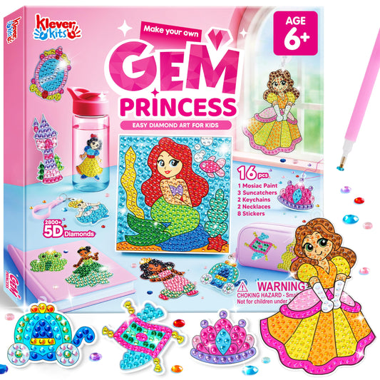 Klever Kits Gem Princess 16-project set with sparkling gems for creative play