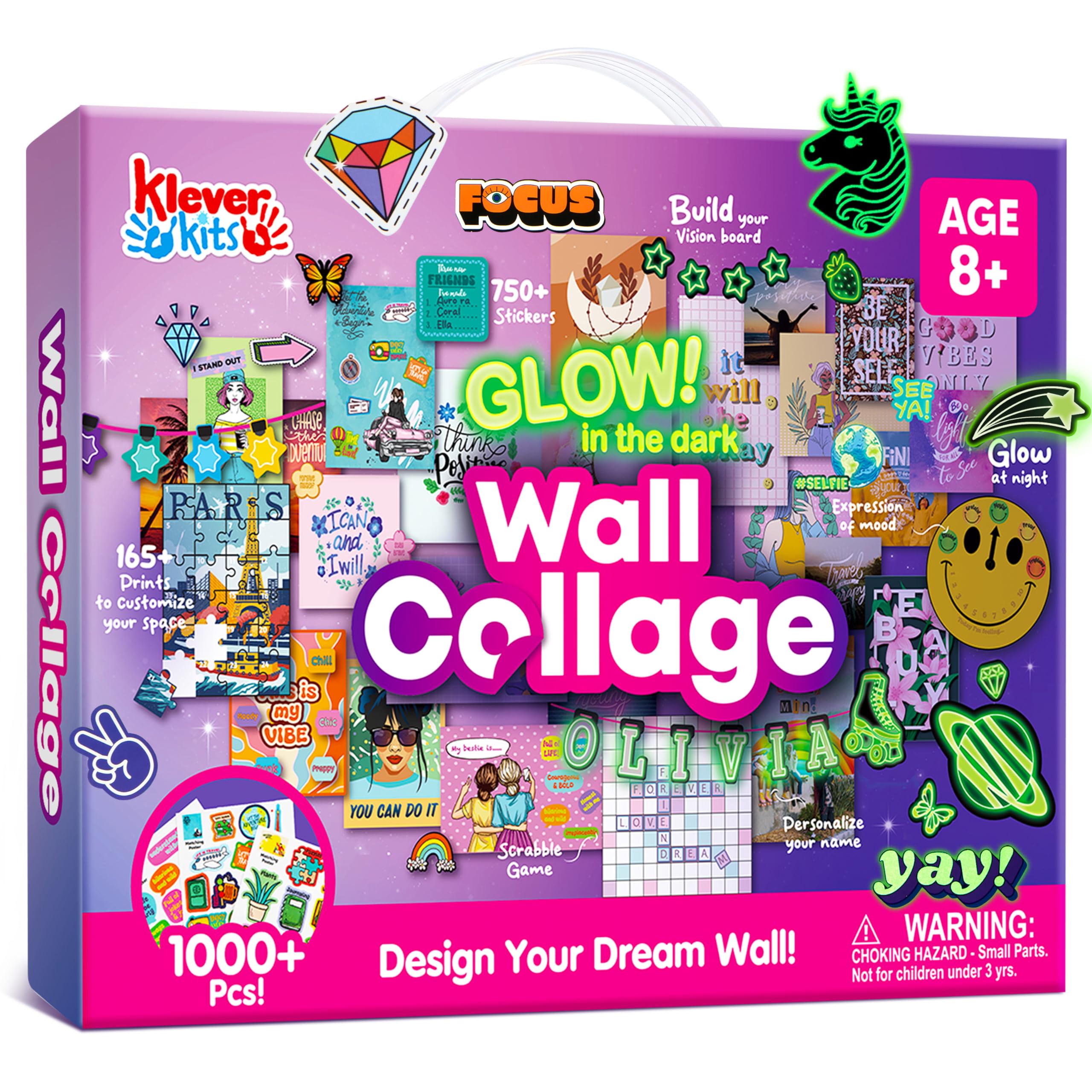 Klever Kits Glow in the Dark Wall Collage brightens teen rooms with magical glow.