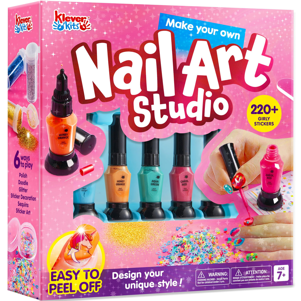 Klever Kits Kids Nail Polish Set with vibrant bottles for exciting manicures