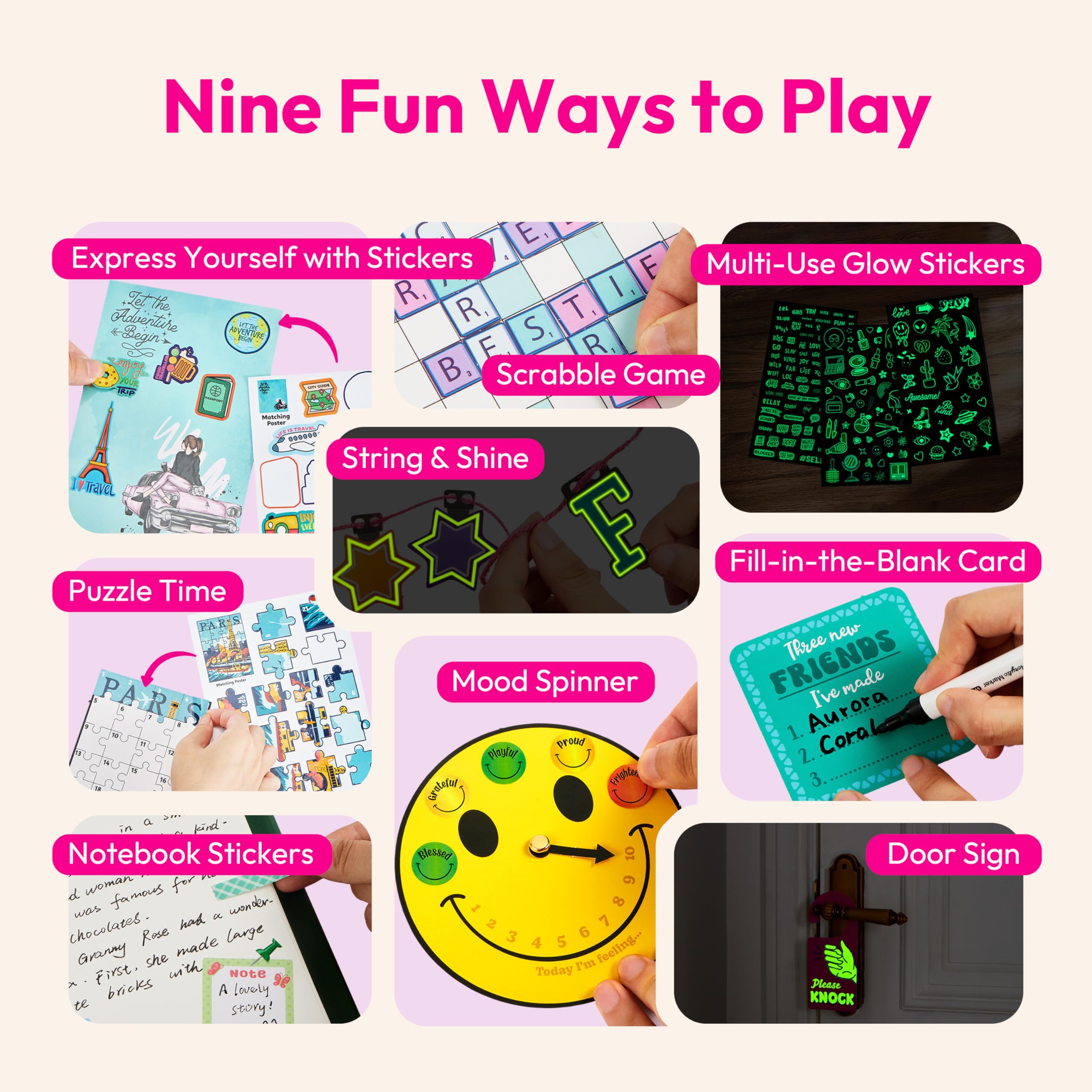 Klever Kits Mood Spinner adds playful focus for group bedroom creativity.