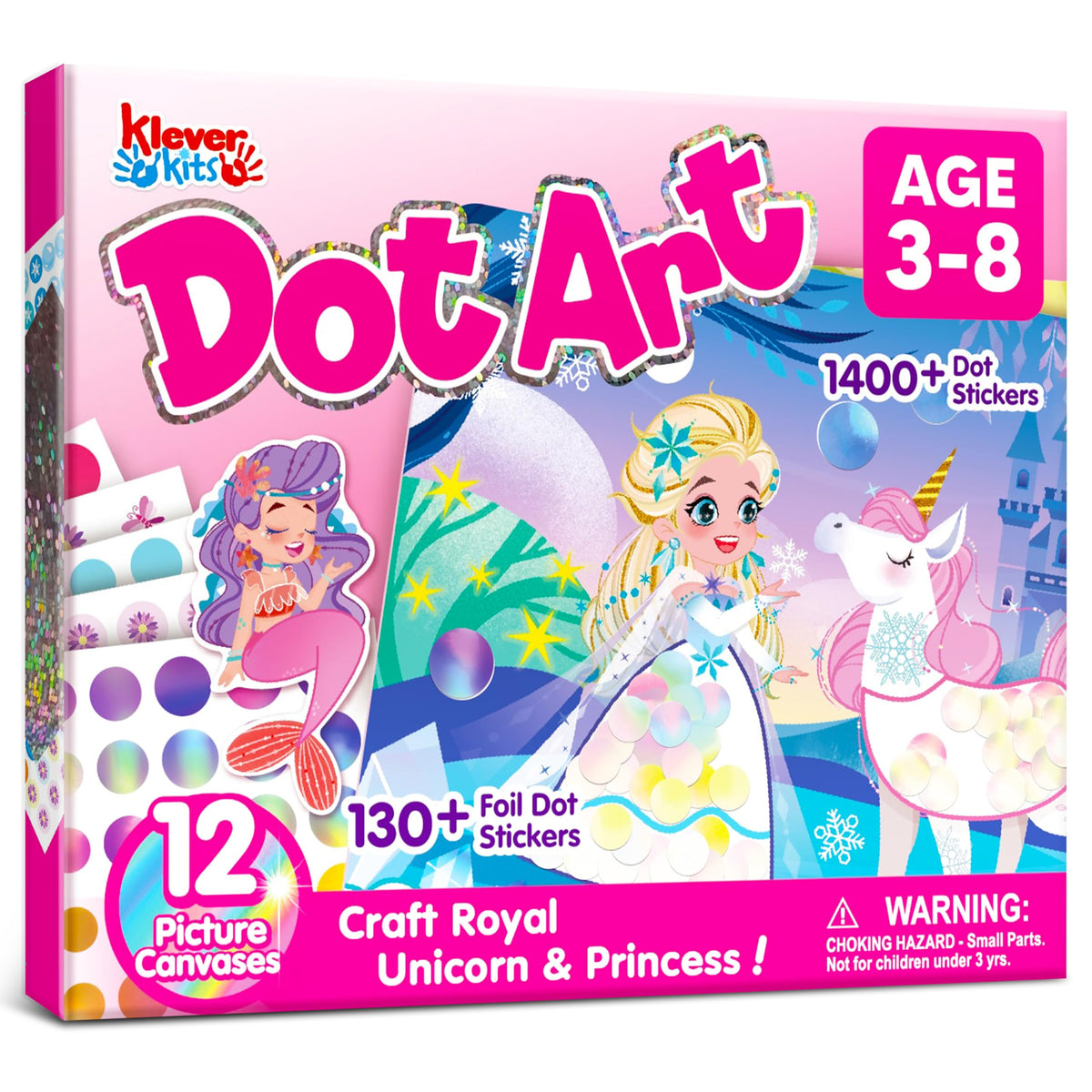 Klever Kits Princess Dot Art Kit box with supplies for mess-free creativity.