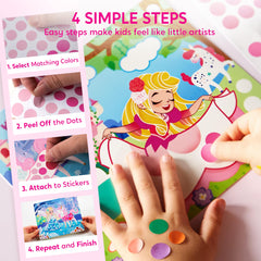 Klever Kits Princess Dot Art Kit finished scenes with princesses and unicorns.