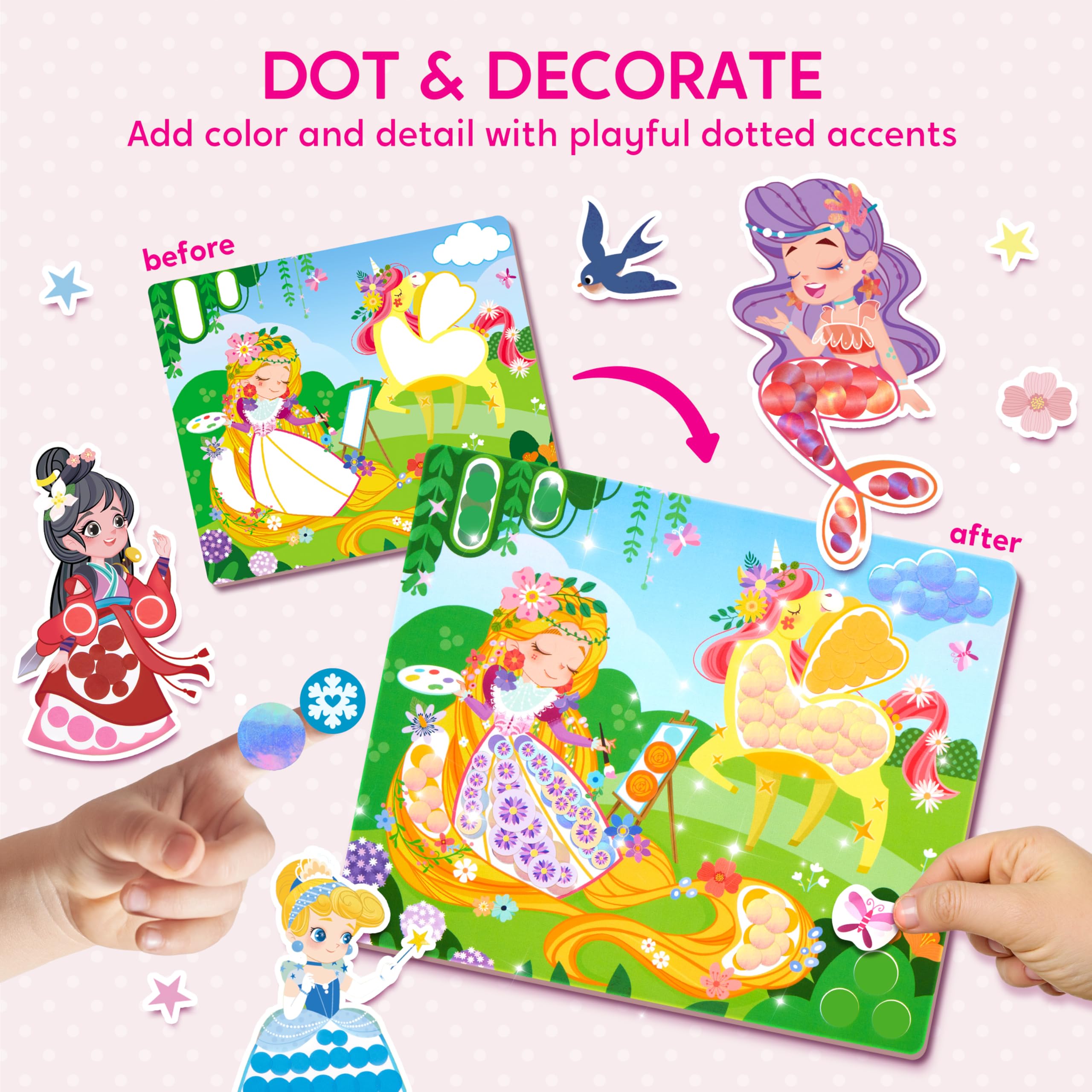 Klever Kits Princess Dot Art Kit six double-sided canvases for varied artwork.