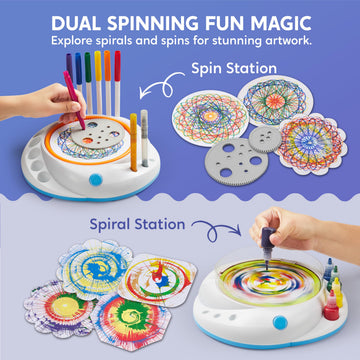 Klever Kits spin art papers lined up for vibrant, mess-contained creativity.