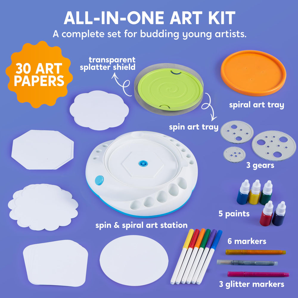 Klever Kits spin art tray shown for controlled paint flow and easy cleanup.