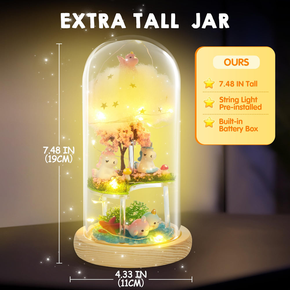 Klever Kits three-layer terrarium design with sky, land and ocean scenes for imaginative play.