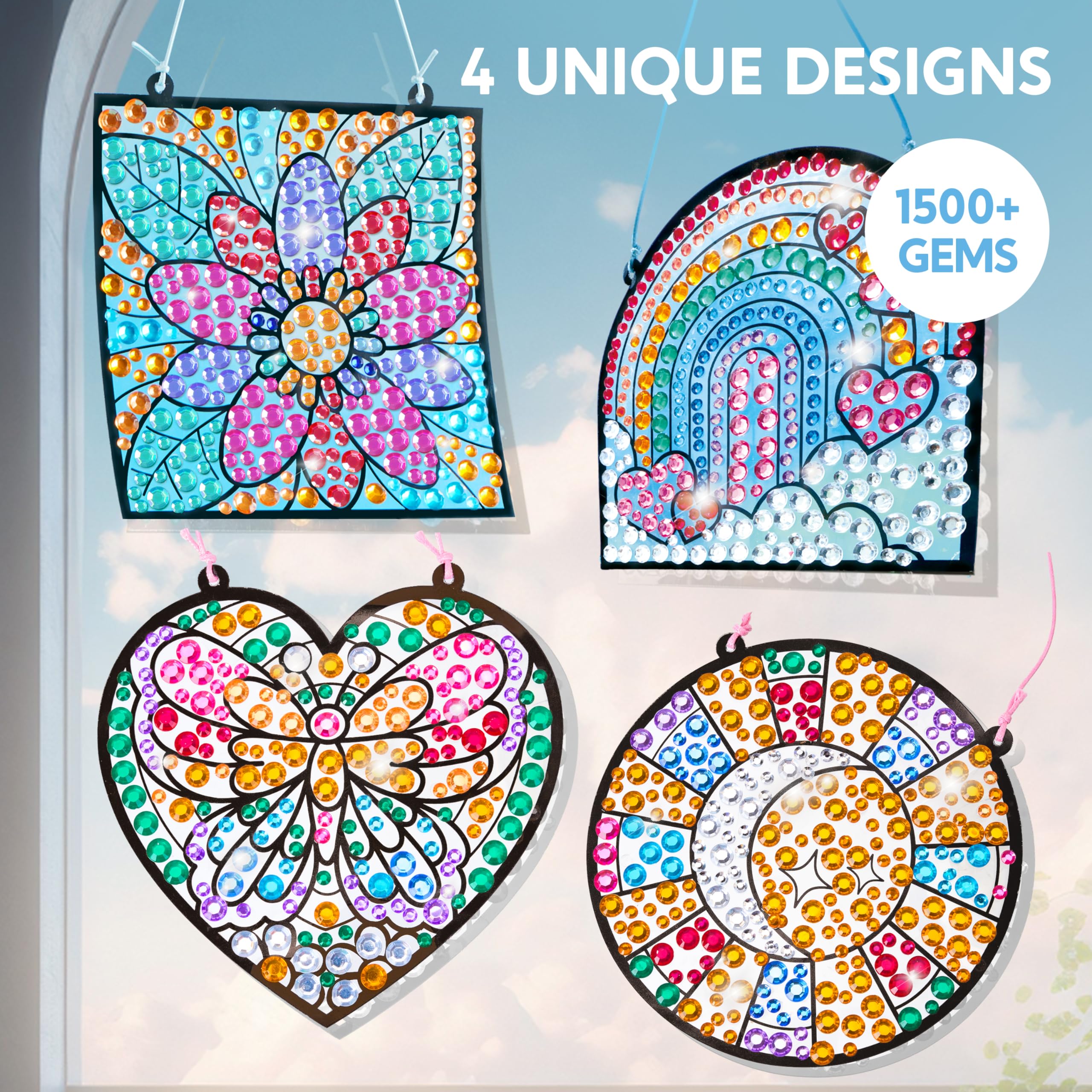 Klever Kits sun suncatcher brightens windows during crafts and color matching.