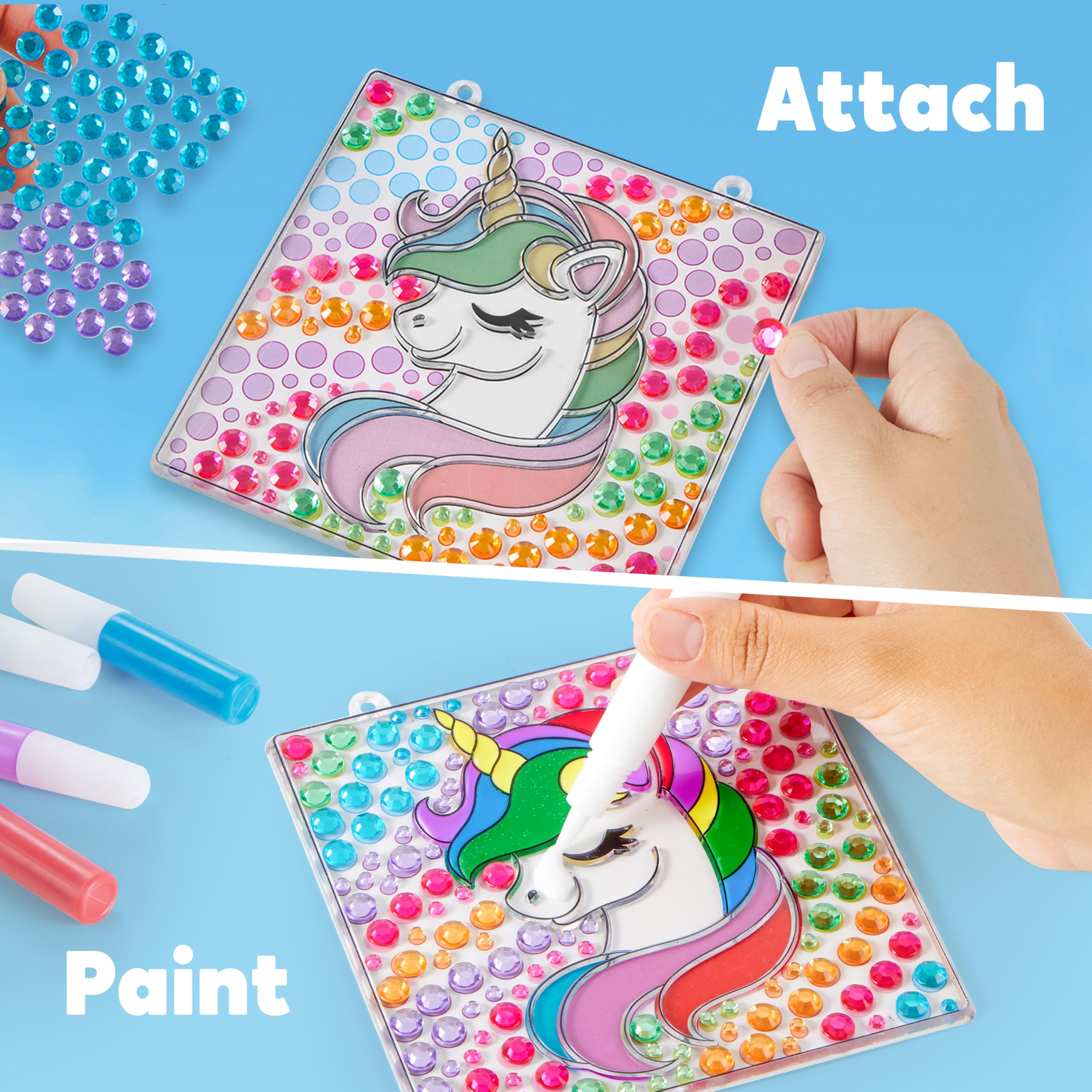 Klever Kits window art unicorn suncatcher invites imaginative play with gems and paints
