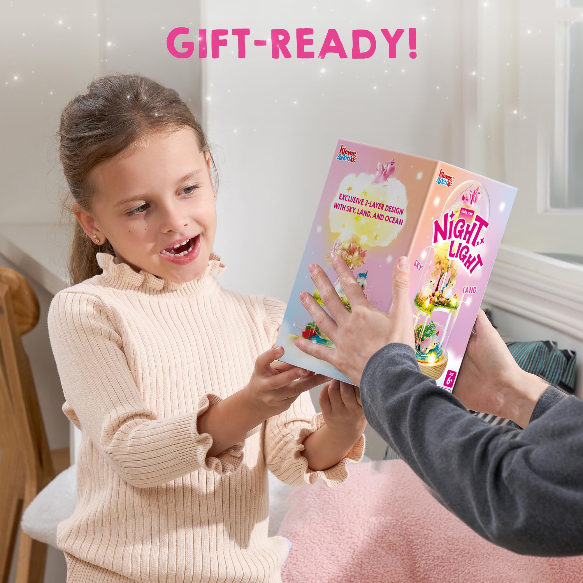 Klever Kits wooden base with built-in light keeps power tidy and safe.