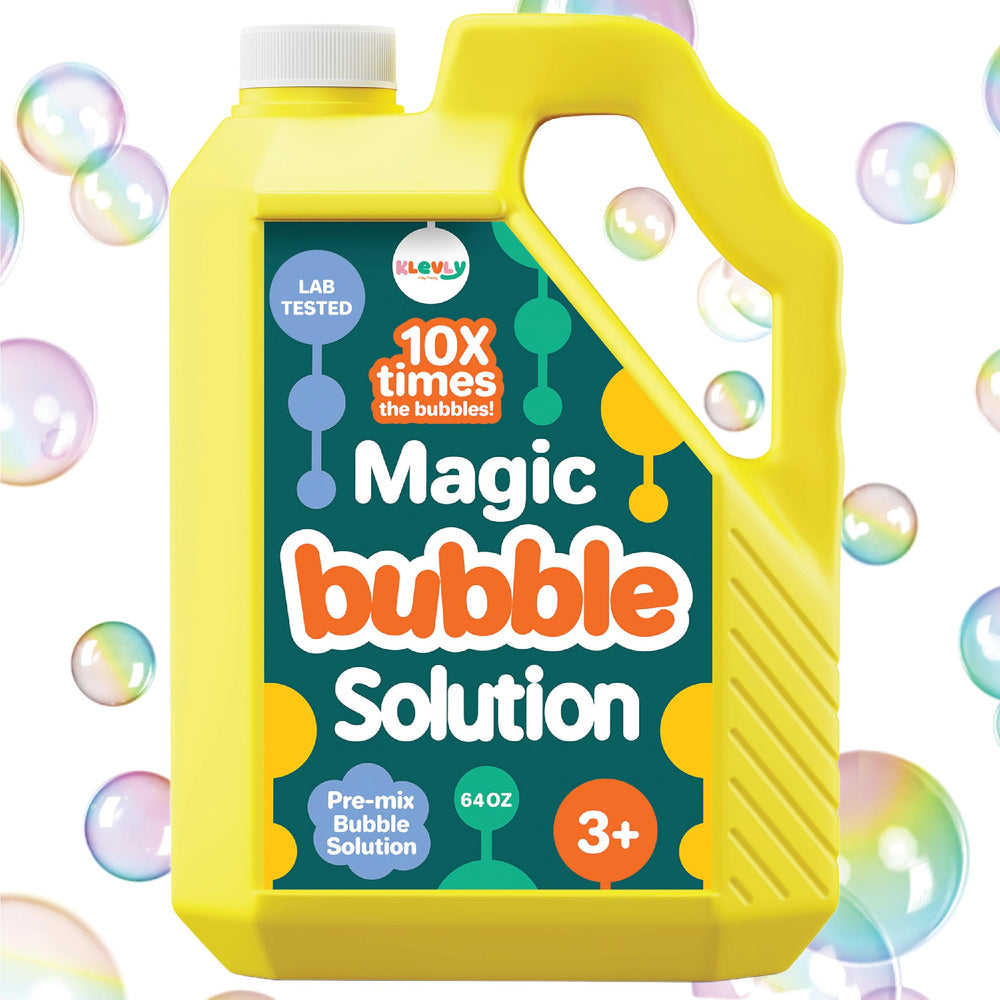 Klevly 64 oz iridescent bubble solution bottle ready-to-use for outdoor play