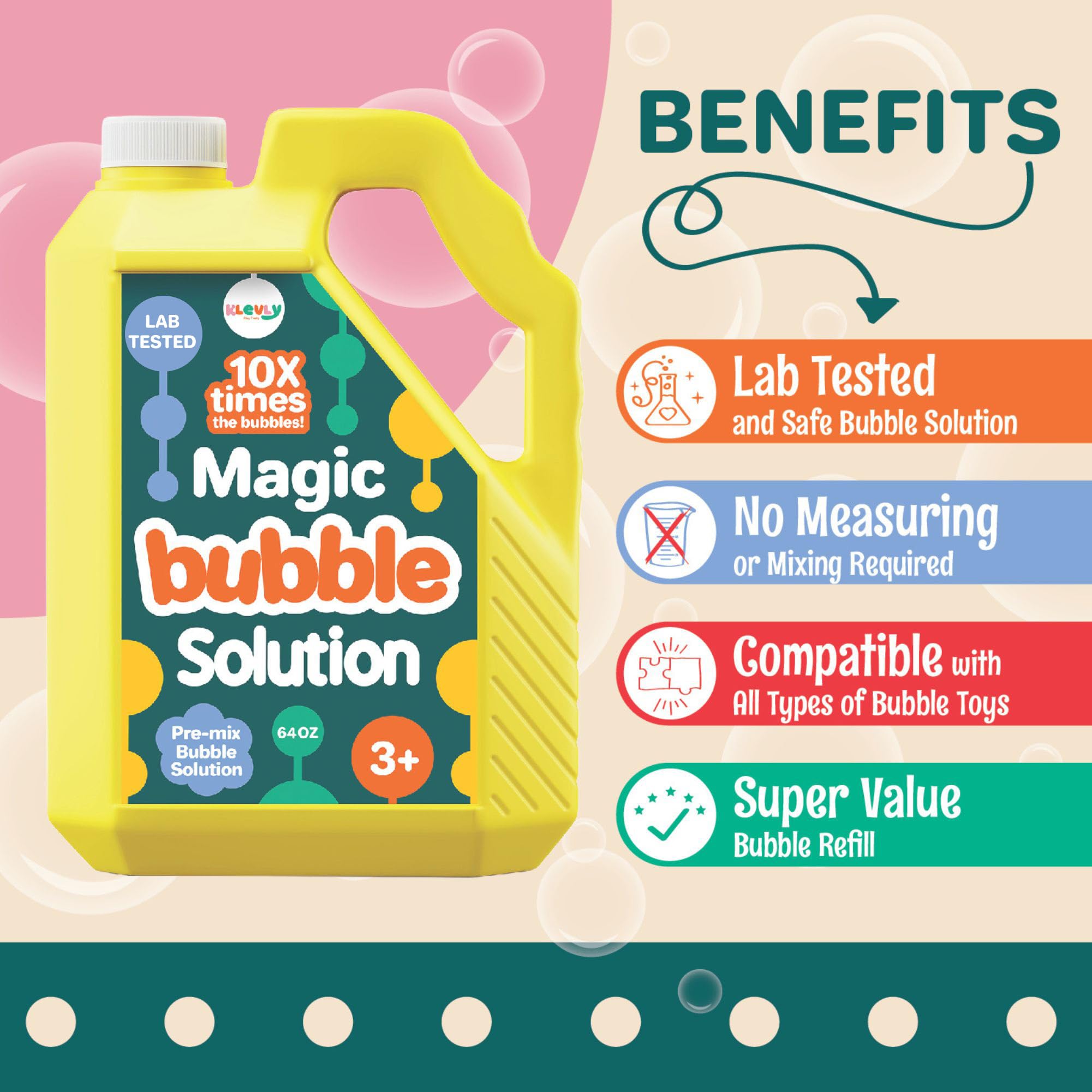 Klevly bulk bubble solution refill enabling giant bubbles for events and outdoor fun