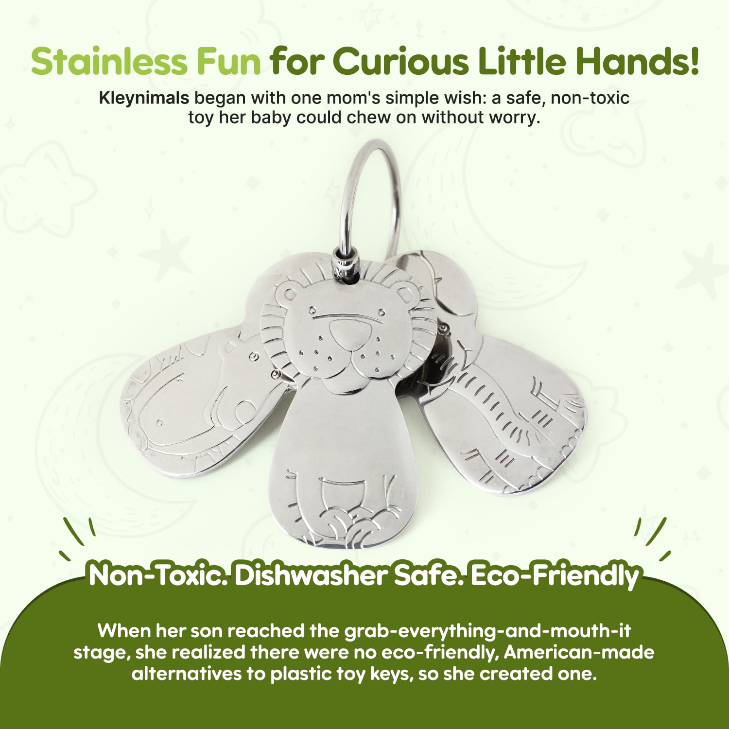 Kleynimals zebra key toy supports tactile discovery and safety.