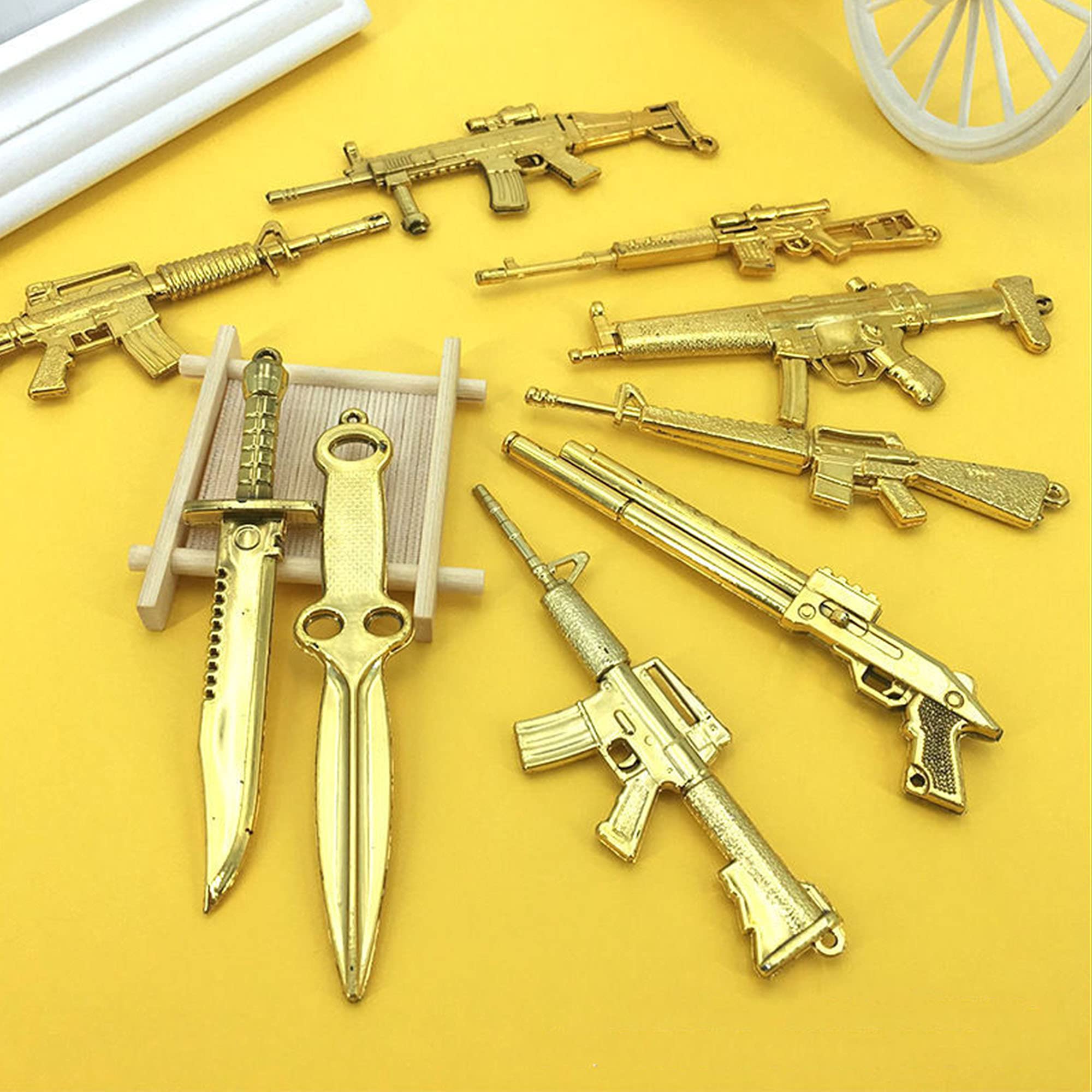 Klionjor Veteran Day golden gun cake topper for dramatic celebration