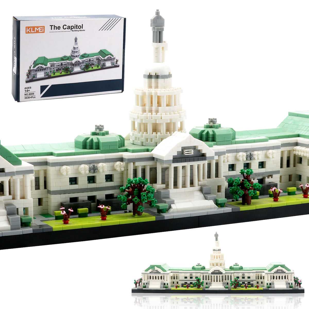 KLMEi Capitol Building assembly parts show precise micro bricks for a hands-on display.