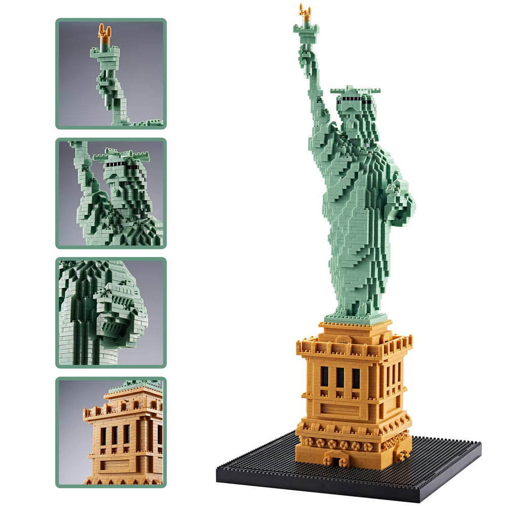 KLMEi Statue of Liberty micro blocks assembly steps guide a precise build.
