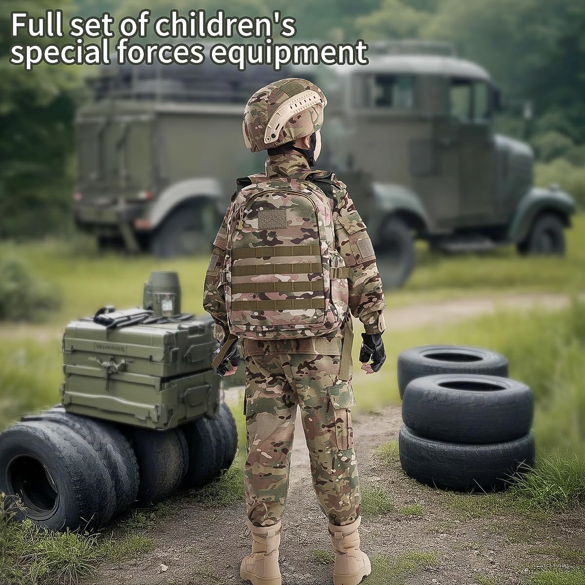 Klocerg children's army vest: adjustable fit for growing kids during role play