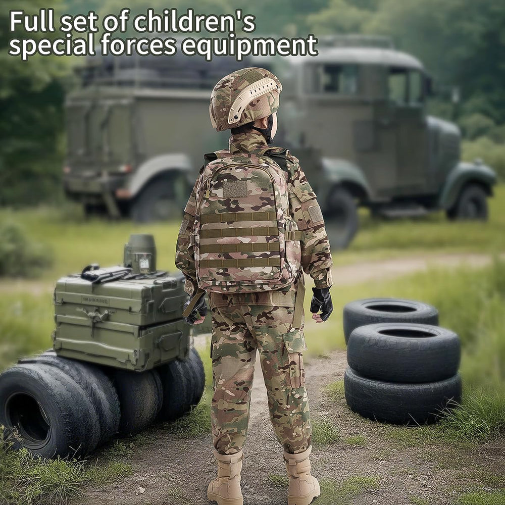 Klocerg children's army vest: adjustable fit for growing kids during role play