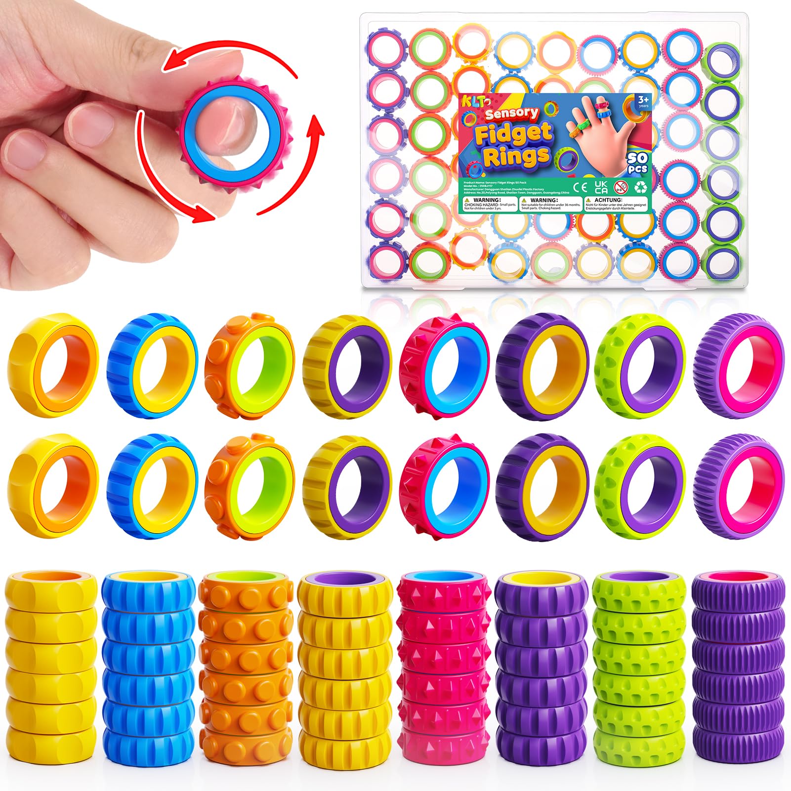 KLT fidget spinner ring bulk pack for classrooms supports group activities