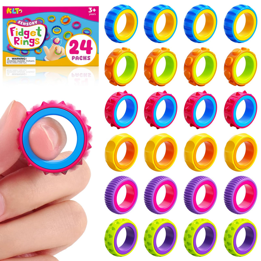 KLT Fidget Rings with colorful textures for focused sensory play and stress relief.