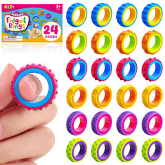 KLT Fidget Rings with colorful textures for focused sensory play and stress relief.