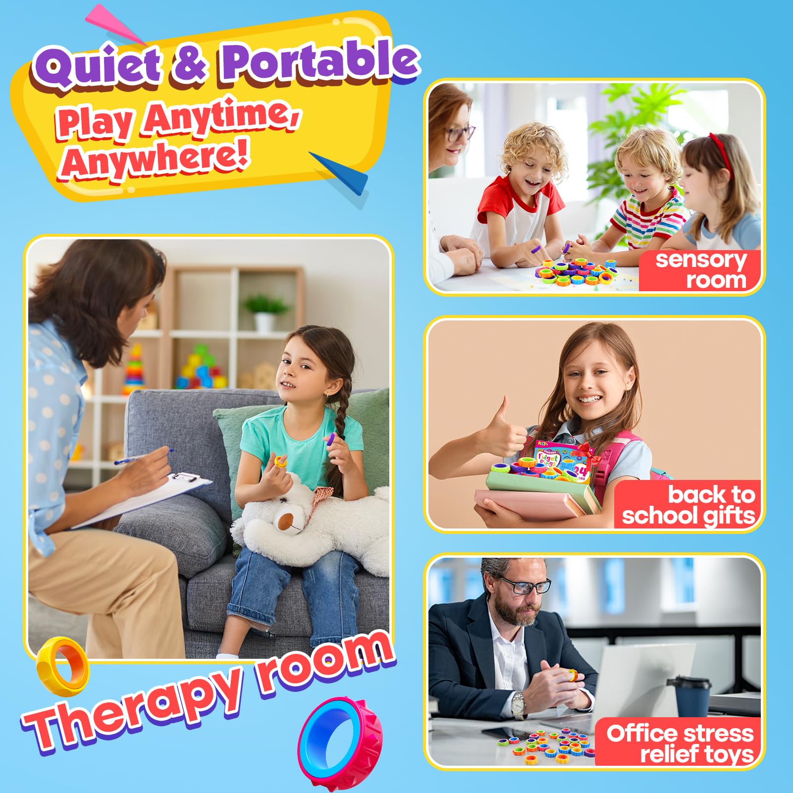 KLT Fidget Rings pictured for Easter baskets with engaging sensory toys.