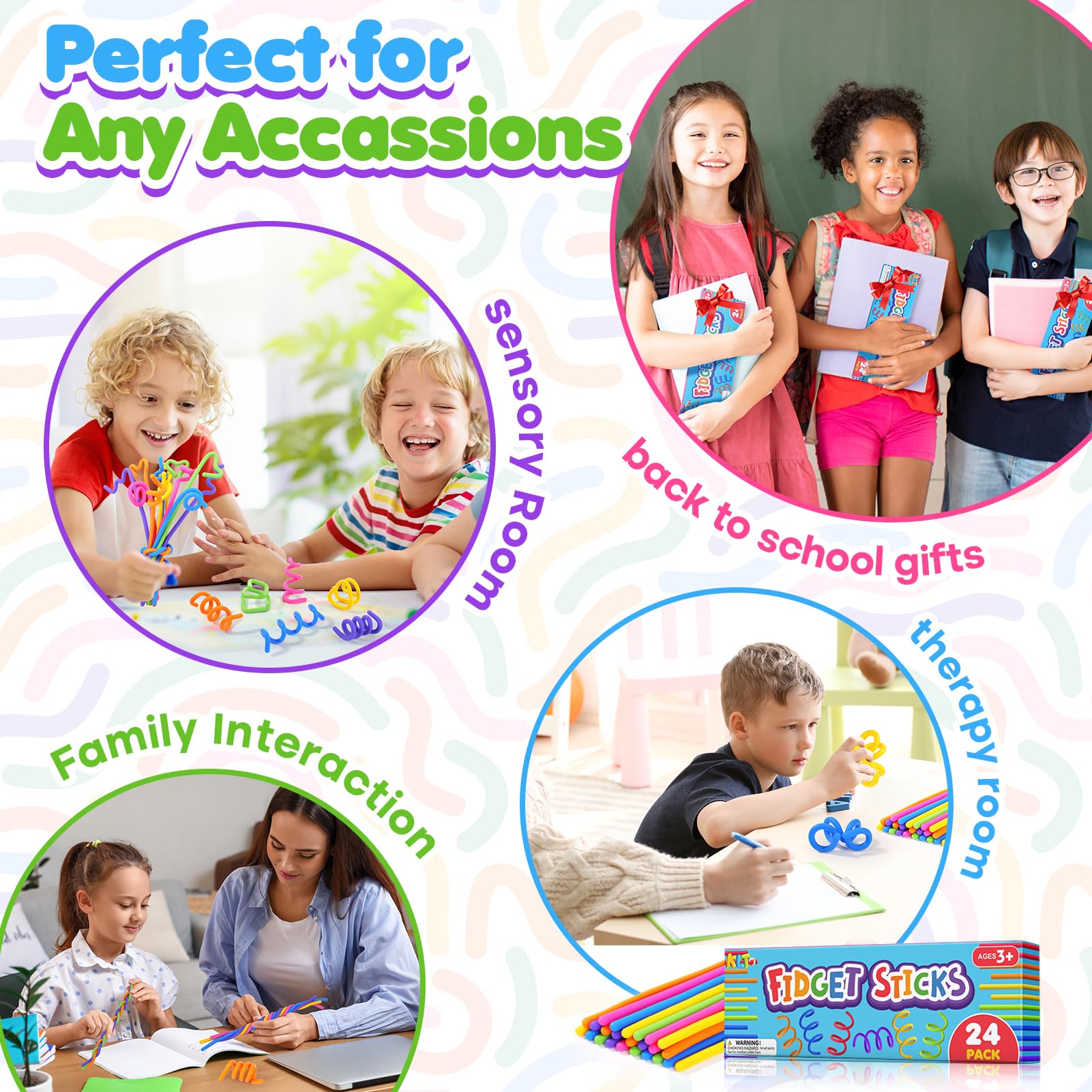 KLT fidget sticks safe-rounded-edges design easy to clean with water