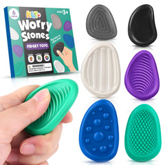 KLT fidget stone 6-pack front view for discreet touch and portability
