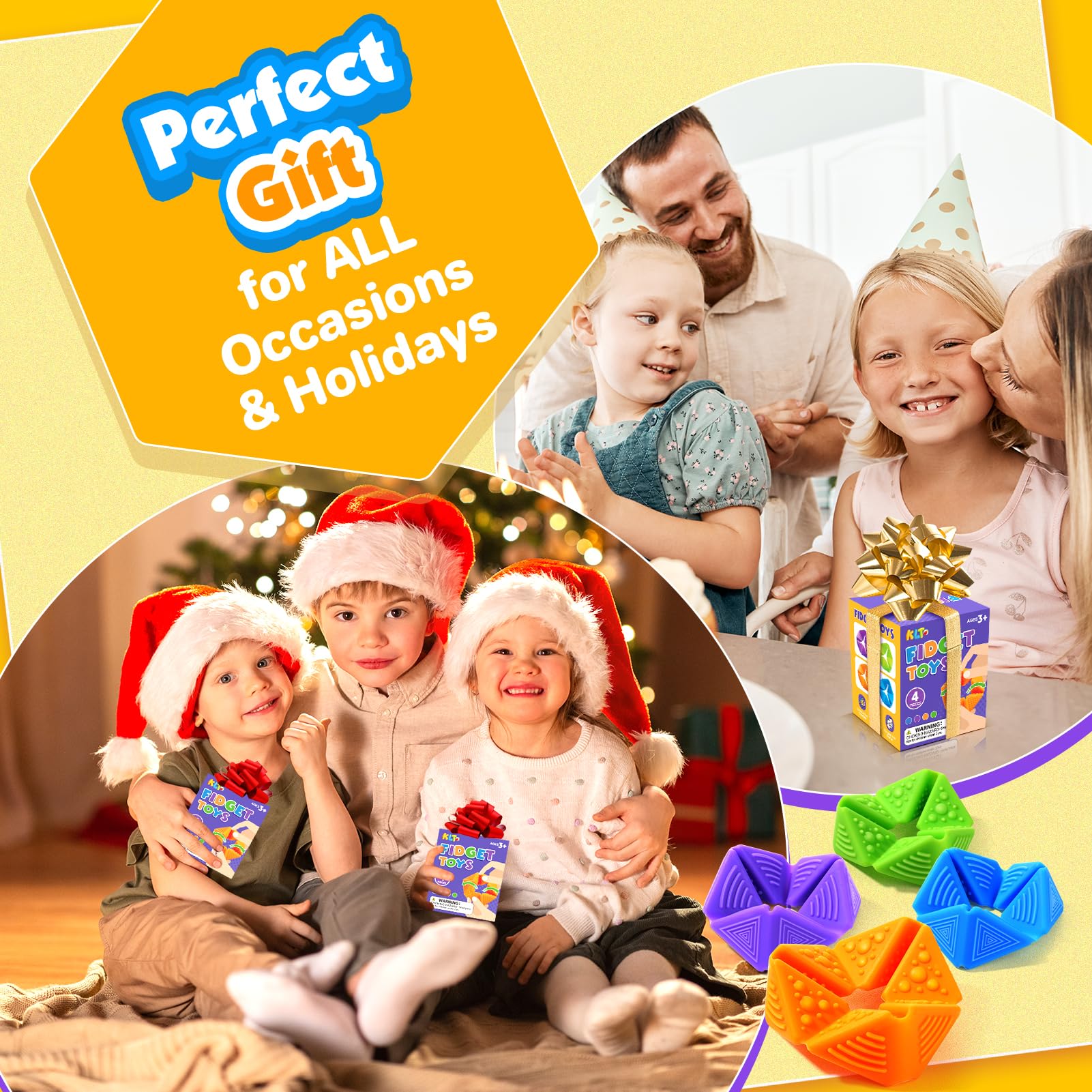 KLT gift-ready flip cube with textures for kids' calm and focus.