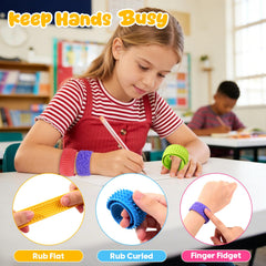 KLT sensory bracelet texture closeup highlights soft silicone surface for soothing rubs.