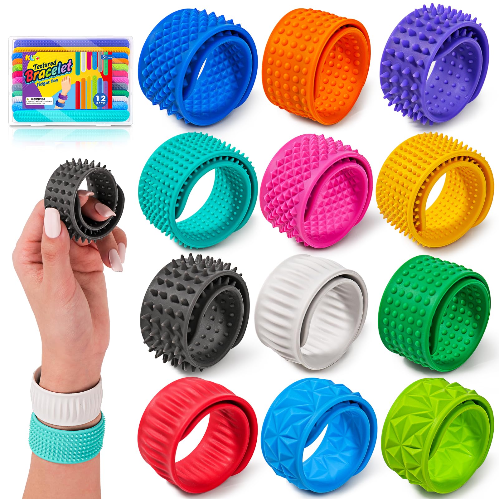 KLT sensory bracelet closeup texture provides calming tactile input for focus.