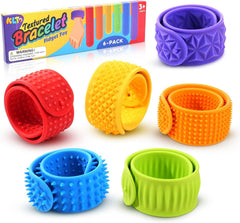 KLT sensory slap bracelets 6-pack front view for wearable calming fidget input.