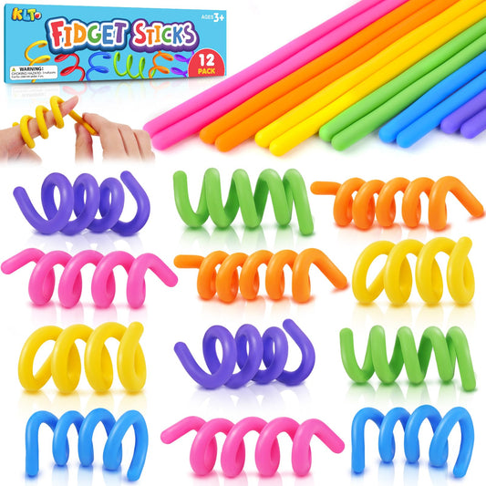 KLT Sensory Sticks 12-pack bendable fidgets for calm focus.