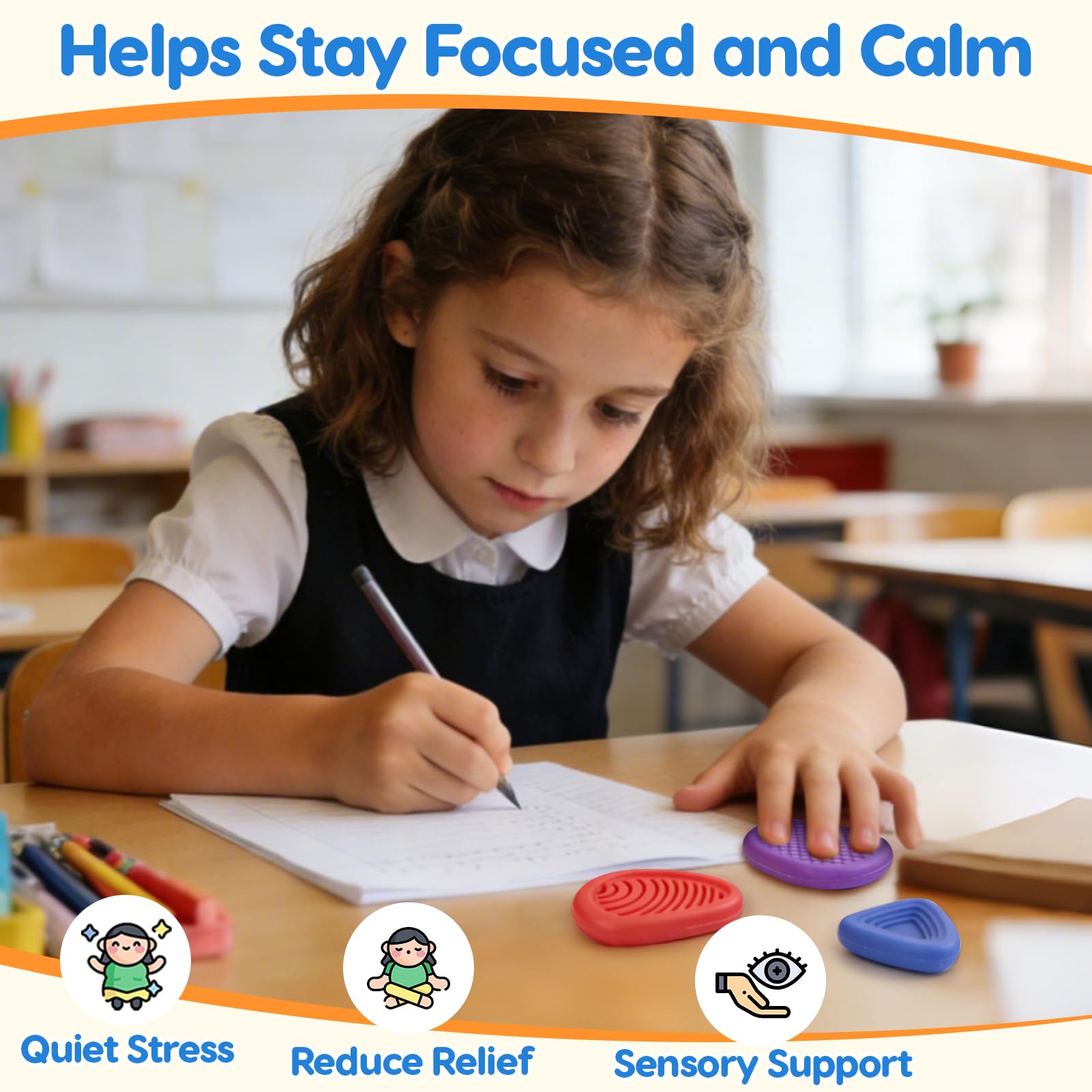 KLT Sensory Stone color variety aids stress relief and focus.